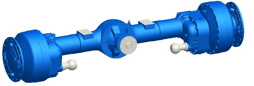 Middle-rear driving axle of a grader