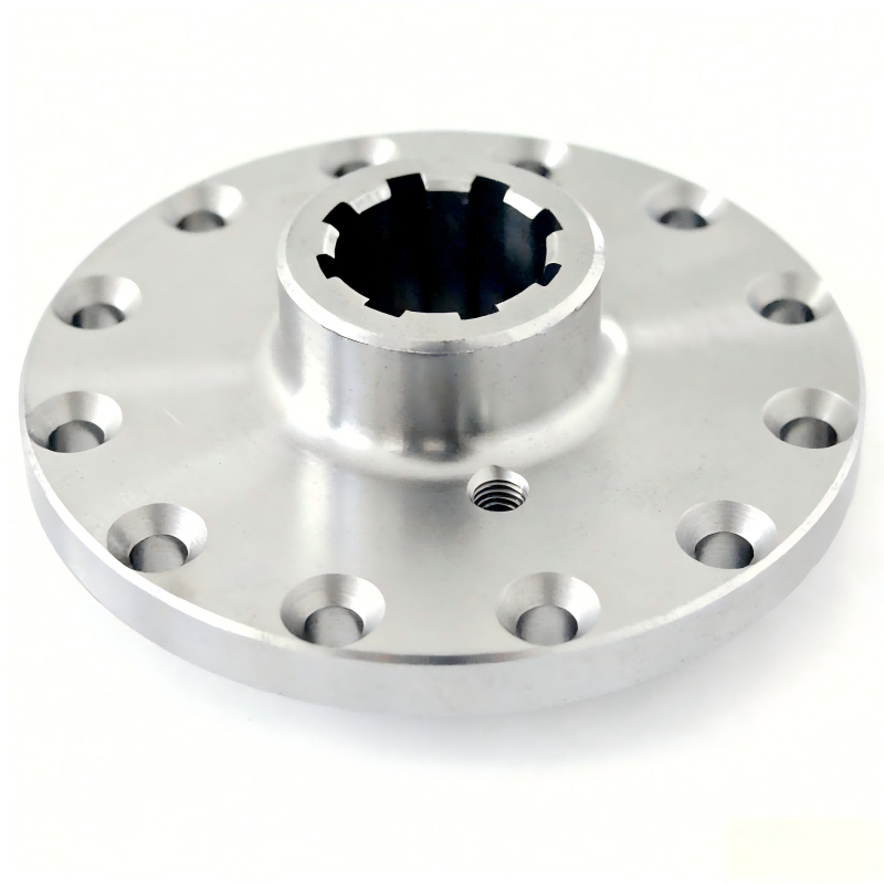Round connecting flanges with internal splines