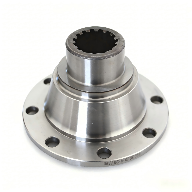 Round connecting flanges with internal splines