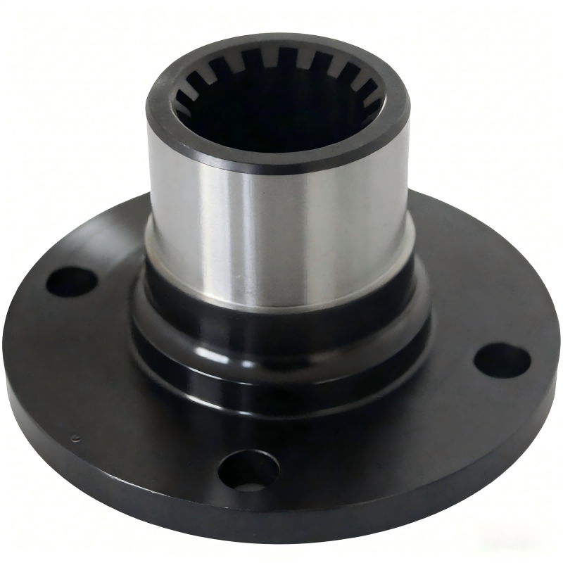 Round connecting flanges with internal splines