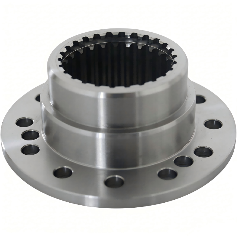 Round connecting flanges with internal splines