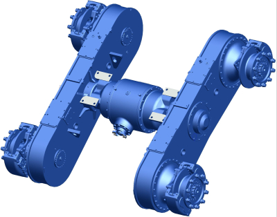 Rear axle of a 220 hp motor grader
