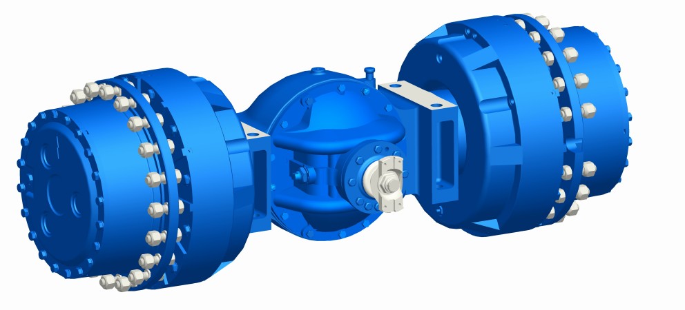 Drive axle of an underground loading and unloading machine 2 m³