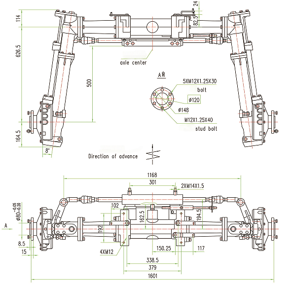 Rear axle of the sprayer