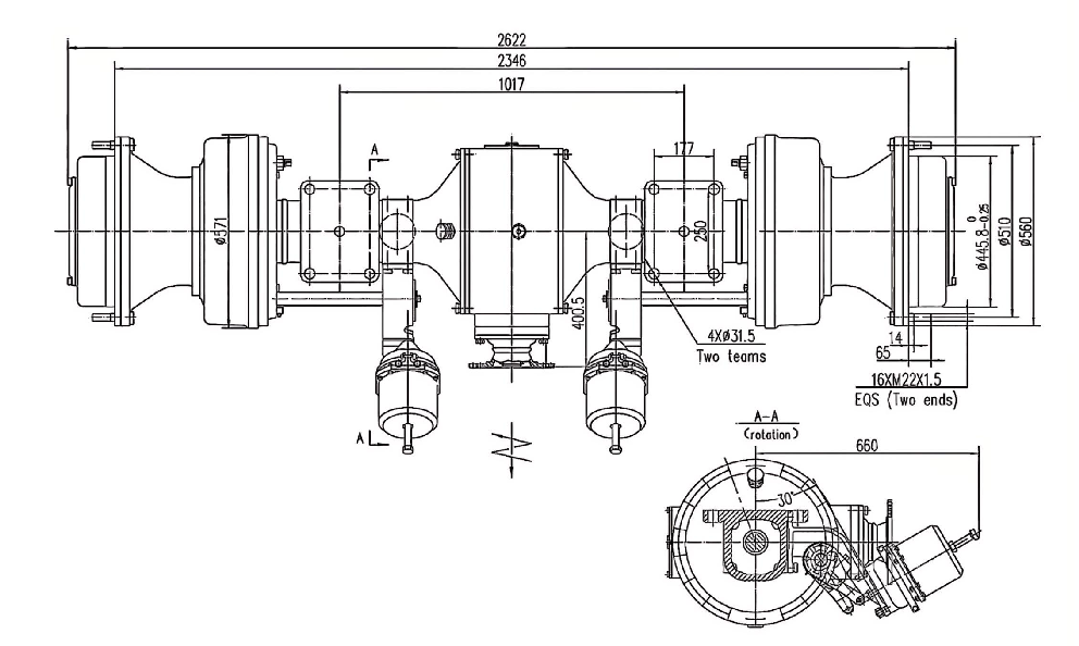 Drive axle of the T400 tractor