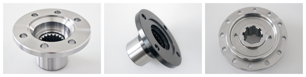 Round connecting flanges with internal splines