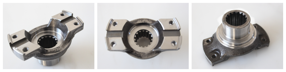 Shaped flanges with internal splines and end keyways