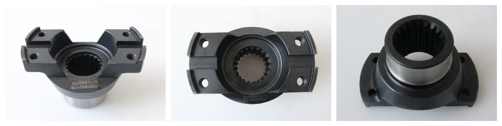 Shaped flanges with internal splines and end keyways