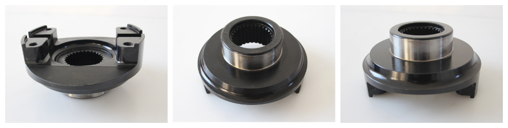 Shaped flanges with internal splines and end keyways