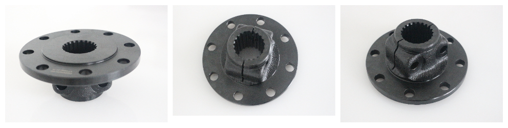 Shaped flanges with internal splines and end keyways